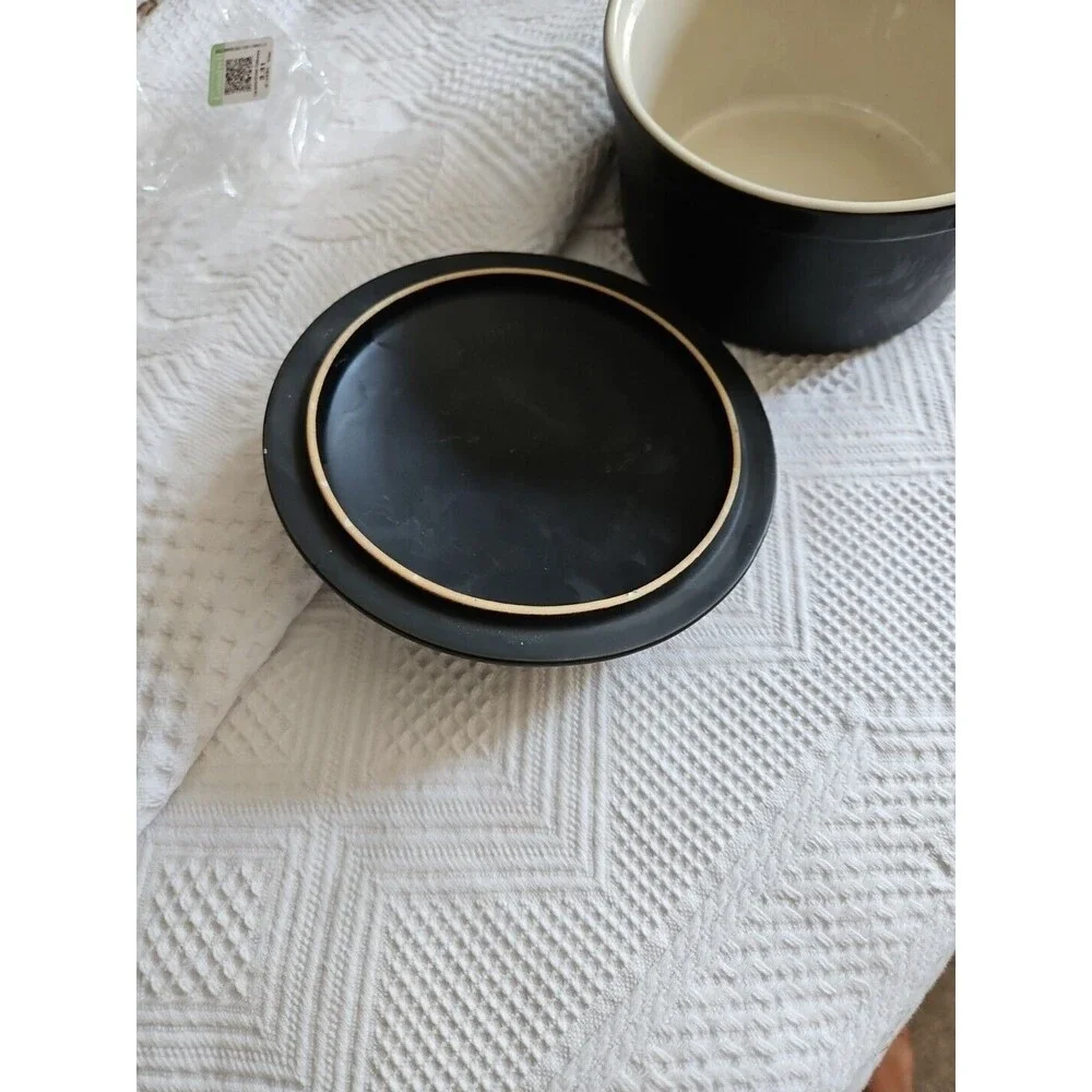 French Chasseur Matte Black and Ivory Ceramic Casserole Dish